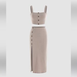 NEW Camel rib crop tank and slit skirt